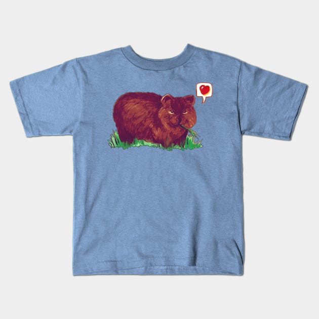 Wombat Love - Cute Cartoon Wombat Kids T-Shirt by FishWithATopHat